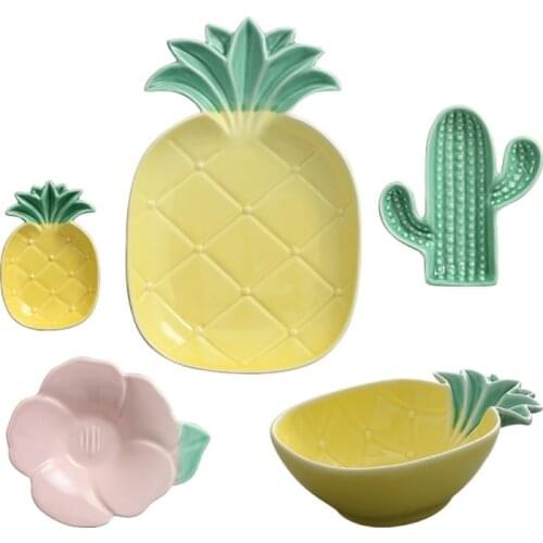 Cute Pineapple Dish Ceramic Fruit Dessert Plate Soy Sauce Dishes Home Fruit Pastry Plate Summer Party Tableware Gift