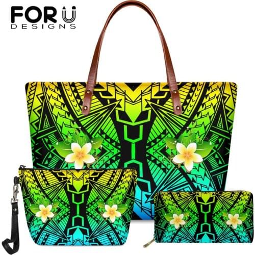 FORUDESIGNS Fashion Womens Bag Polynesia Samoa Tribe And Plumeria Pattern Luxury Female Party Handbag Shoulder Bag Bolsa Mujer