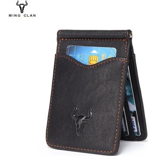 Fashion Genuine Leather Wallet Dollar Bag Fashion Card Case Cowhide Wallet Mens RFID Purse Card Holder