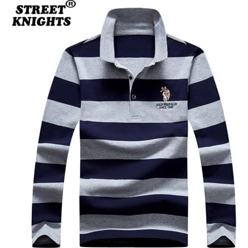Hot 2021 Stripe Men Polo Shirt Cotton Long Sleeve Shirt 2021 New Spring Autumn Embroidery Warm Casual Fashion Polo Shirt Men