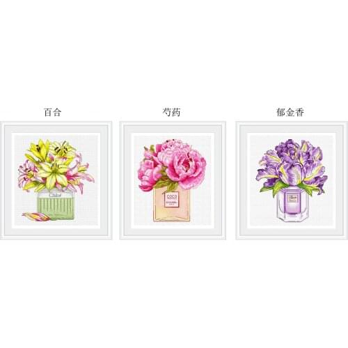 New Flower Plant Fishxx Cross Stitch B1537 Perfume Bottle Flowers Three Precision Printing Kit Hand Sewing