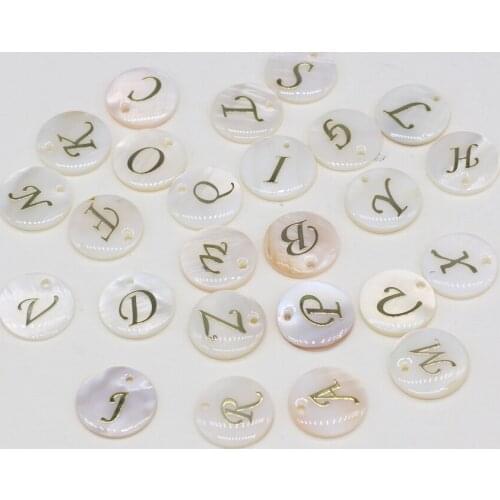 Wholesale Fashion Natural Shell A-Z Letter Beaded Pendant Shell Pendant Suitable for DIY Earrings Necklace Jewelry Making Gifts