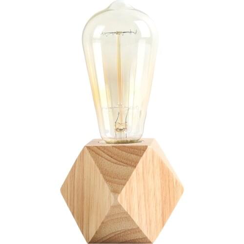 OuXean E26 Dimmable Table Lamp Night-stand Lamp with Diamond Wooden Base Beside Lamp Modern Design Light Perfect for Living room