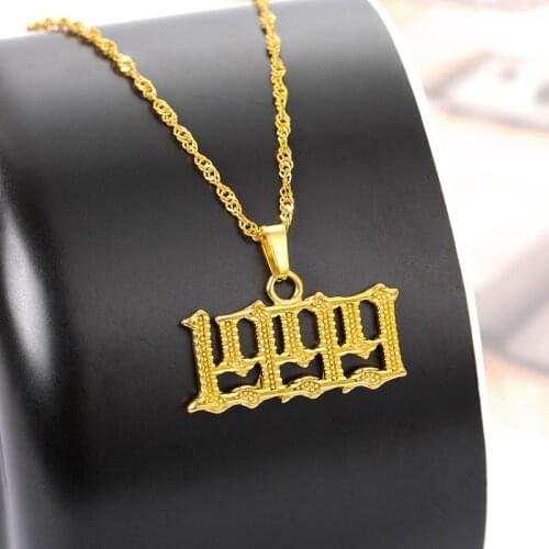 Stainless Steel Birth Year Necklace For Women Goth Year 1997 1998 1999 Gold Necklace Pendant Long Chain Choker Female Jewelry