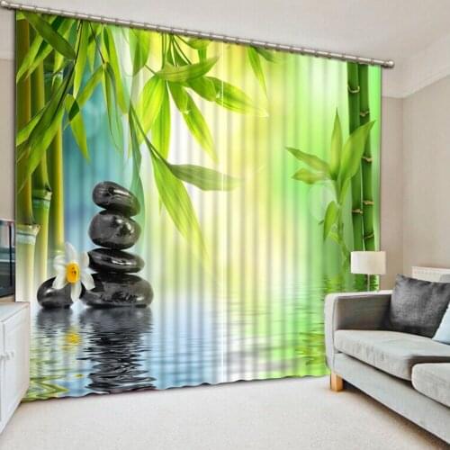 Stone curtain Luxury Blackout 3D Window Curtains For Living Room Bedroom bamboo curtains