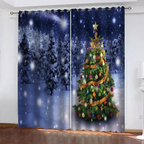 Luxury Blackout 3D Window Curtains For Living Room snow scenery christmas curtains personality curtains