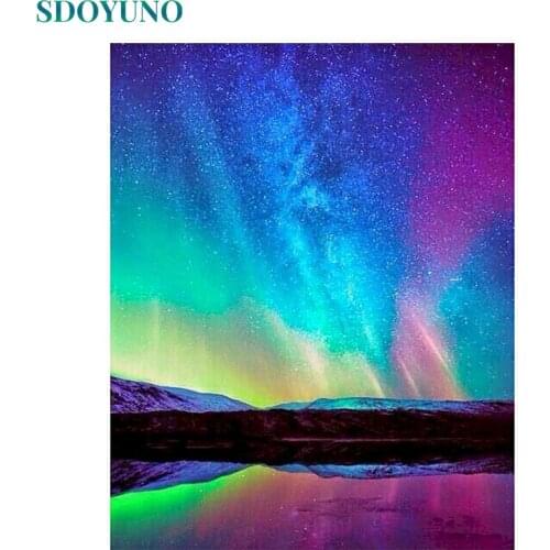 SDOYUNO 60x75cm Oil Painting By Numbers Landscape DIY Paint By Numbers On Canvas Scenery Frameless Digital Hand Painting Decor