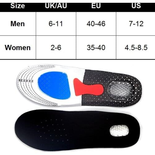 Sport Running Silicone Gel Insoles For Feet Men Women For Shoes Sole Orthopedic Pad Massaging Shock Absorption Arch Support