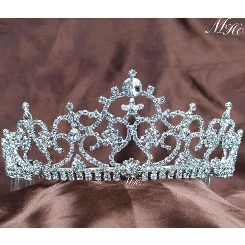 Clear Crystal Tiaras Vintage Rhinestone Pageant Crowns With Comb Handmade Luxury Baroque Wedding Hair Accessories Jewelry