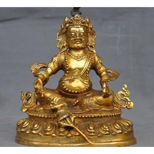 Tibet Buddhism bronze Gilt Yellow Jambhala Wealth God Buddha Mouse Buddha Statue