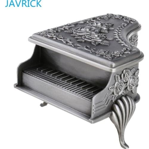 Vintage Piano Design Jewelry Box Decorated with Rose Sculpture Creative Gift Present (Large Piano)