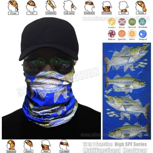 High Quality Digital Print Bass Multifunction Seamless Headwear Magic Tube Fishing Mask Bandana Outdoor Balaclava Headscarf Cap