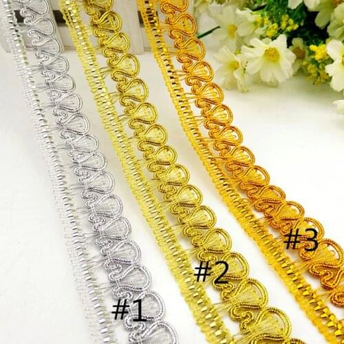 YACKALASI 12 Yds Gold Braided Band Lace Appliqued Crochet Trims Vintage Cosplay Costumes Appliqued Sewing Apparel Ribbon 2.7CM