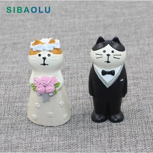 Japan Zakka Decole Cat Miniature figurines Kitten statue Home Decoration Mini Fairy Garden Resin craft toy gift Car Ornaments