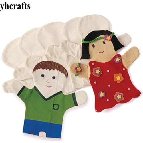 2PCS/LOT.Paint your own puppet Hand puppet Birthday gift Christmas toys Kindergarten arts and games Early educational toys OEM