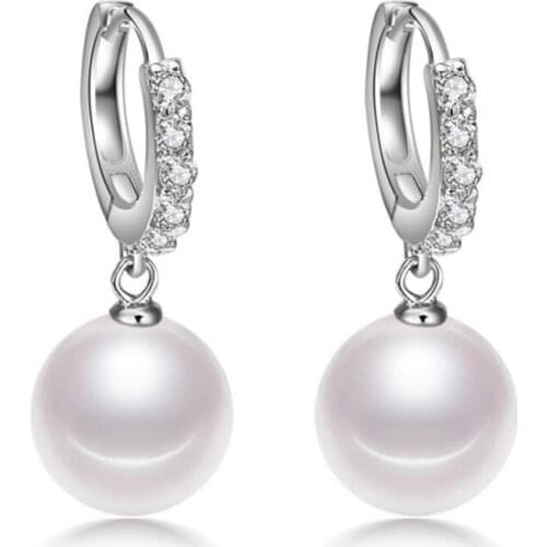 2020 Pearl Earrings Genuine Natural Freshwater Pearl 925 Sterling Silver Earrings Pearl Jewelry For Wemon Wedding Gift