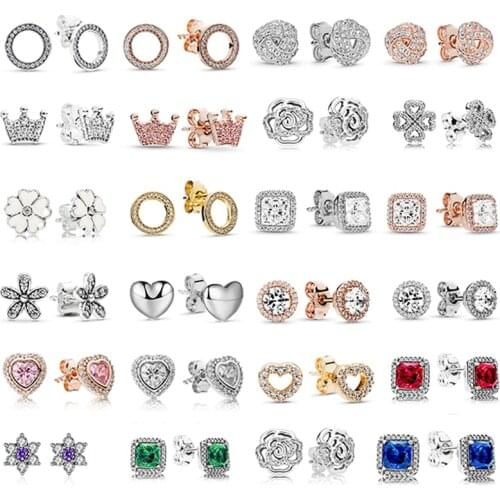 31 Styles Luxurious CZ Stud Earrings Personality Love Heart Fine Earrings for Woman Girls Christmas Jewelry Gift Dropshipping
