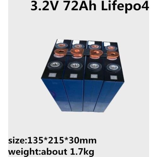 4PCS GTK Rechargeable 3.2V 72Ah LiFePO4 Battery 3C discharge for 12V 24V 48V 60V 72V 100Ah 200ah batttery pack diy