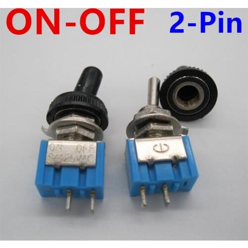 5PCS MTS-101 2-Pin SPST Touch ON-OFF 6A 125V Toggle Switch Mini Switches Miniature Toggle Switches +5pcs Waterproof Cap