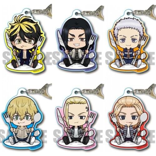 Anime Tokyo Revengers Pendant Acrylic Keychain Keyring Bag Charm Q Version Dining Table Series Sano Manjirou Hanagaki Takemichi