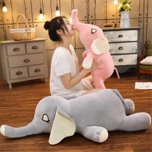 50cm/65cm Height Large Plush Elephant Doll Toy Kids Sleeping Back Cushion Cute Stuffed Elephant Baby Accompany Doll Xmas Gift