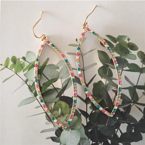 Rainbow Big Thin Oval Shape Drop Earrings For Women Girl Lady Dinner Party Decoration New Arrivals Statement Jewelry