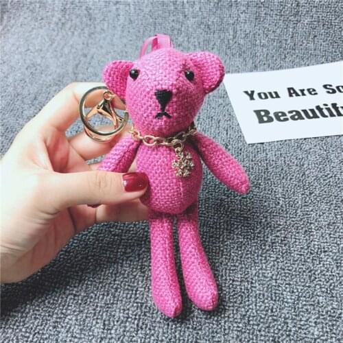 New Cute Fluffy Bear Keychain Pendant Rabbit Fur Pompoms Key Chain Fur Pom Pom Keychain Bag Charm Car Pendant Key Ring