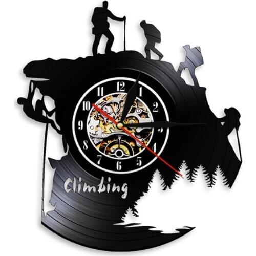 Extreme Adventure Sports Rocking Climbing Vinyl Record Wall Clock Mountain Climbing Silent Wall Watch Adventurer Traveler Gift