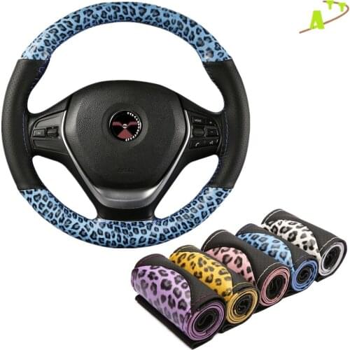 Fashion Design DIY Soft Leather Car Steering Wheel Cover Braid With Needles Threads Four Seasons Universal Steering Wheel Cover