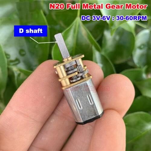 DC 3V 5V 6V 30RPM-60RPM Slow Speed Small Mini N20 Gear Motor Full Metal Gearbox D shaft DIY Robot Smart Car Lock