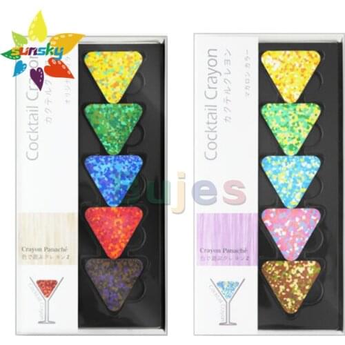 DES ART 5 pcs Triangle mixed color Cocktail crayon slip-on series art cocktail Monet color crayon painting drawing art supplies