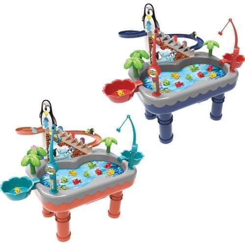 Childrens Magnetic Fishing Toy Music Electric Circulation Fishing Penguin Fishing Platform Water Play Game Toys For Kids Gift