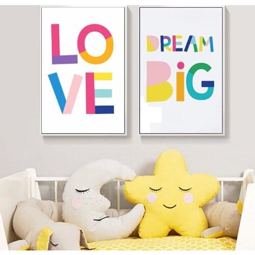 Baby Colorful Wall Art Canvas Posters Play Room Decor Nursery Quotes Cartoon Painting Nordic Kids Bedroom Decoration Picture