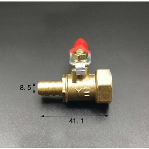 DN10 3/8" BSP Female x 8mm Hose Barb Tail Brass Ball Valve Water Gas 57 PSI Hole 7mm With Red Handle