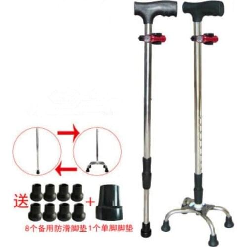 Dual purpose adjustable height Walking Sticks Skidproof portable crutch with LED light