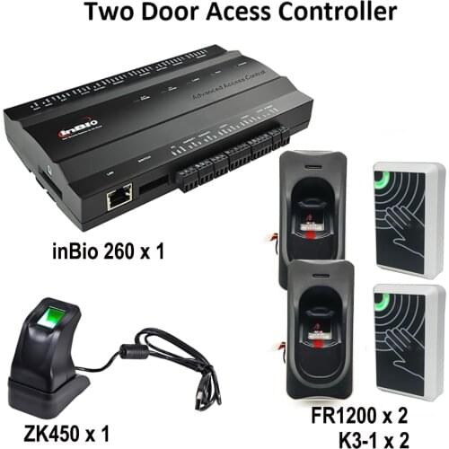 Double Door Fingerprint Access Control Panel inBio 260 Biometric Door Access Control System