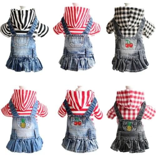 Dog Jean Dress Coat Pet Clothes For Dogs Stripe Puppy Clothes Small Medium Dog Coat Cute Dog Clothes Jacket XS-XXL ropa perro