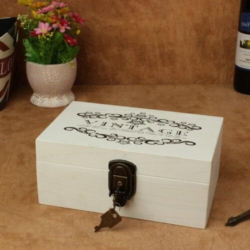 Hot zakka retro wooden lockable storage box finishing the desktop storage box to do the old wooden stationery wood