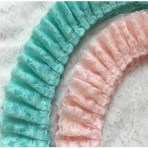 6cm Wide New Cotton Embroidered sky blue pink flower lace fabric dubai sewing DIY trim guipure applique Ribbon dress cloth decor