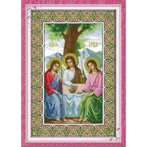 Religious belief(2) cotton home decor Cross Stitch kits people 14ct white 11ct print embroidery DIY handmade needlework wall
