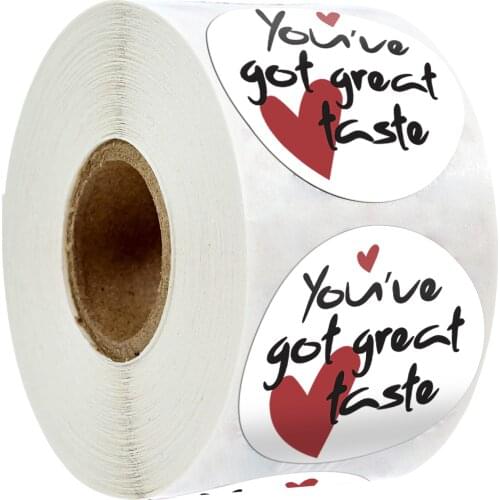 You've Got Great Taste Stickers Thank you Label Sticker 500 Pcs Love Round For Gift Packaging Cake Box Business Card Decoration