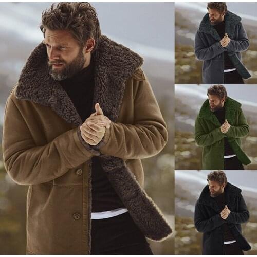2021 NEW Winter New Fashion Thick Button Warm Long-Sleeved Jacket Mid-Length Coats for Men