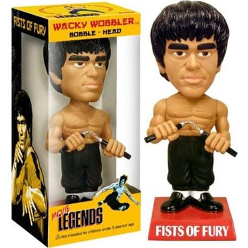 NEW 18cm Fists of Fury Bruce Lee Wacky Wobbler Bobble Head PVC Action Figure Collection Toy Doll with Retail Box