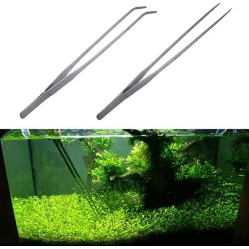 New Straight/Elbow Stainless Steel Tank Tweezers Pliers Aquarium Tool Fish Aquatic Plants Forceps Clip For Cleaning Tool