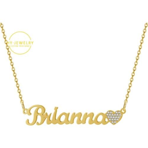 Custom Iced Out Name Necklaces For Women Heart Name Nameplate Stainless Steel Necklaces Personalized Chain Pendants Gifts