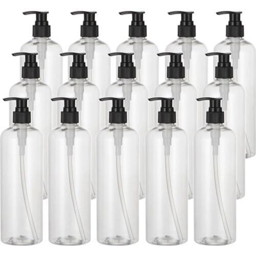 Plastic Shampoo Conditioner Pump Bottle Refillable Dispenser 500ml 15x