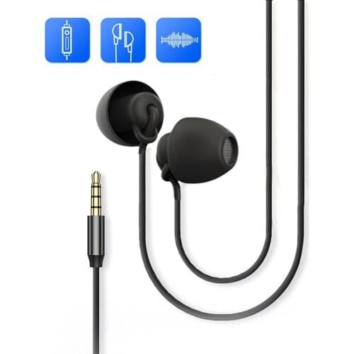 3.5mm Wired In-ear Stereo Music Silicone Soundproof Sleeping Headset Earphone
