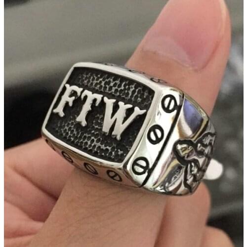 Size 7~15 Biker Ring 316L Stainless Steel FTW Punk Mechanical Screw Mens Motor Biker Mens Ring