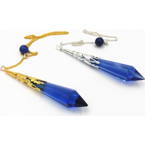 Reiki Pendulum Pendant Healing Glass Pendulum Natural Quartz Pendant Hexagon Prism Amulet Balancing Charms Jewelry