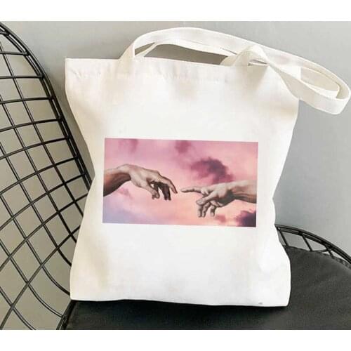 Michelangelo shopping bag handbag tote cotton shopper jute bag reusable bag bolsa compra jute foldable sac toile